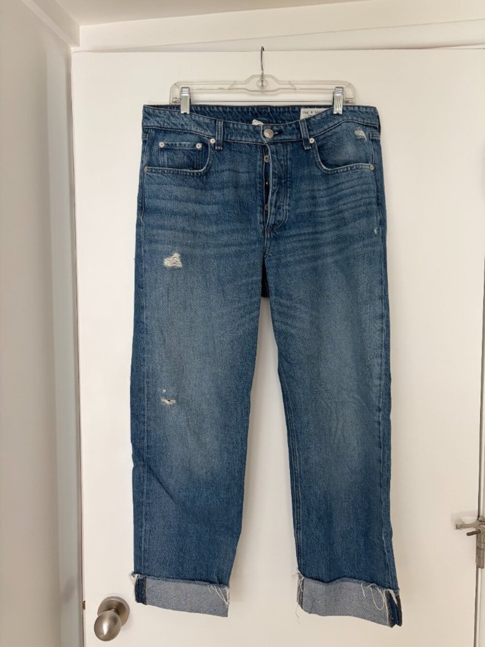 RAG AND BONE Dre Low Rise Baggy Boyfriend Medium Blue "Worn-in" Wash Size 30